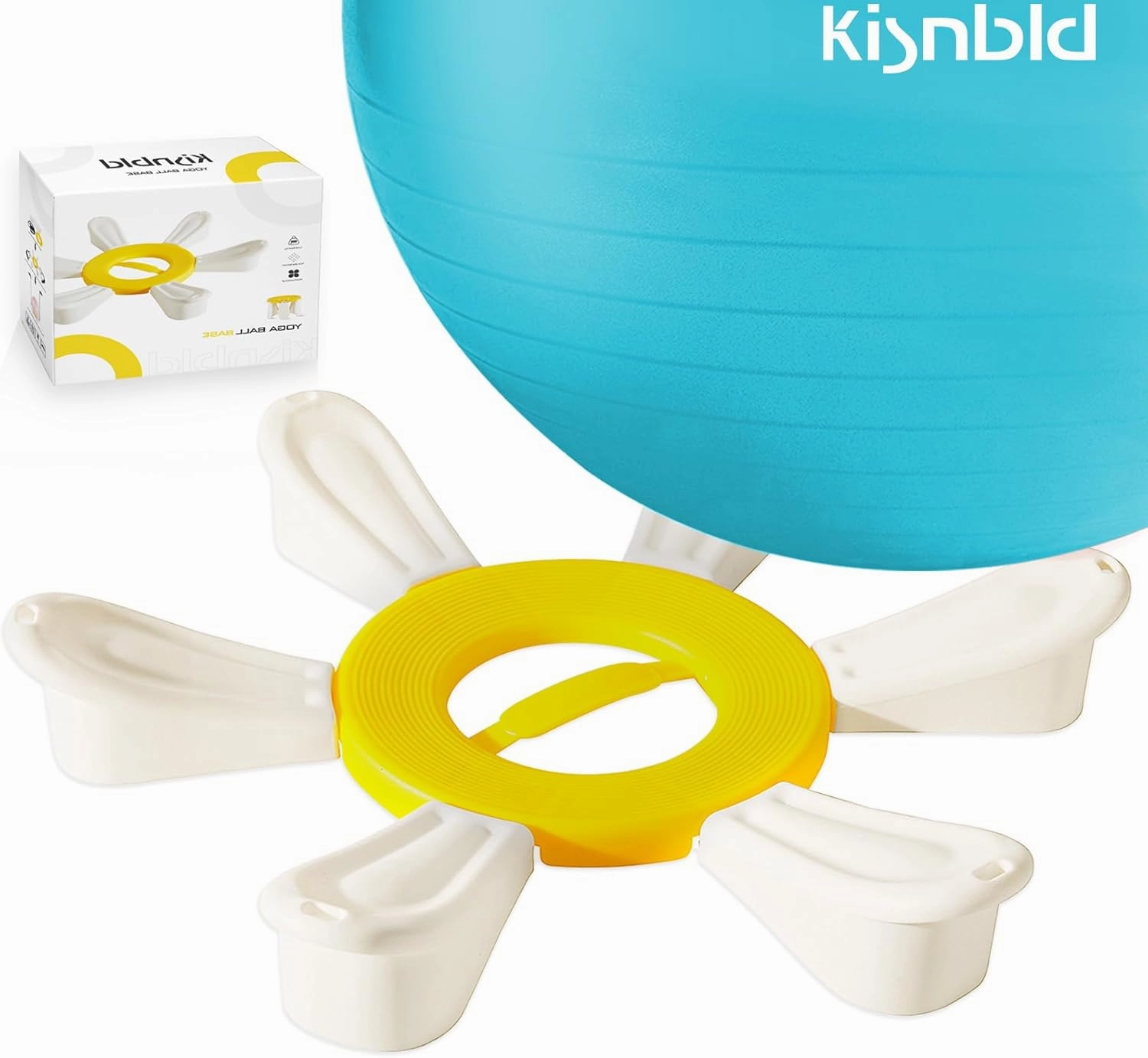 Exercise Ball, Daisy Shaped Yoga Ball Base with Resistance Bands for Stability, Yoga, Balance & Preganancy, Anti-Burst Ball Chair for Office, Home & Gym(65cm/22in)