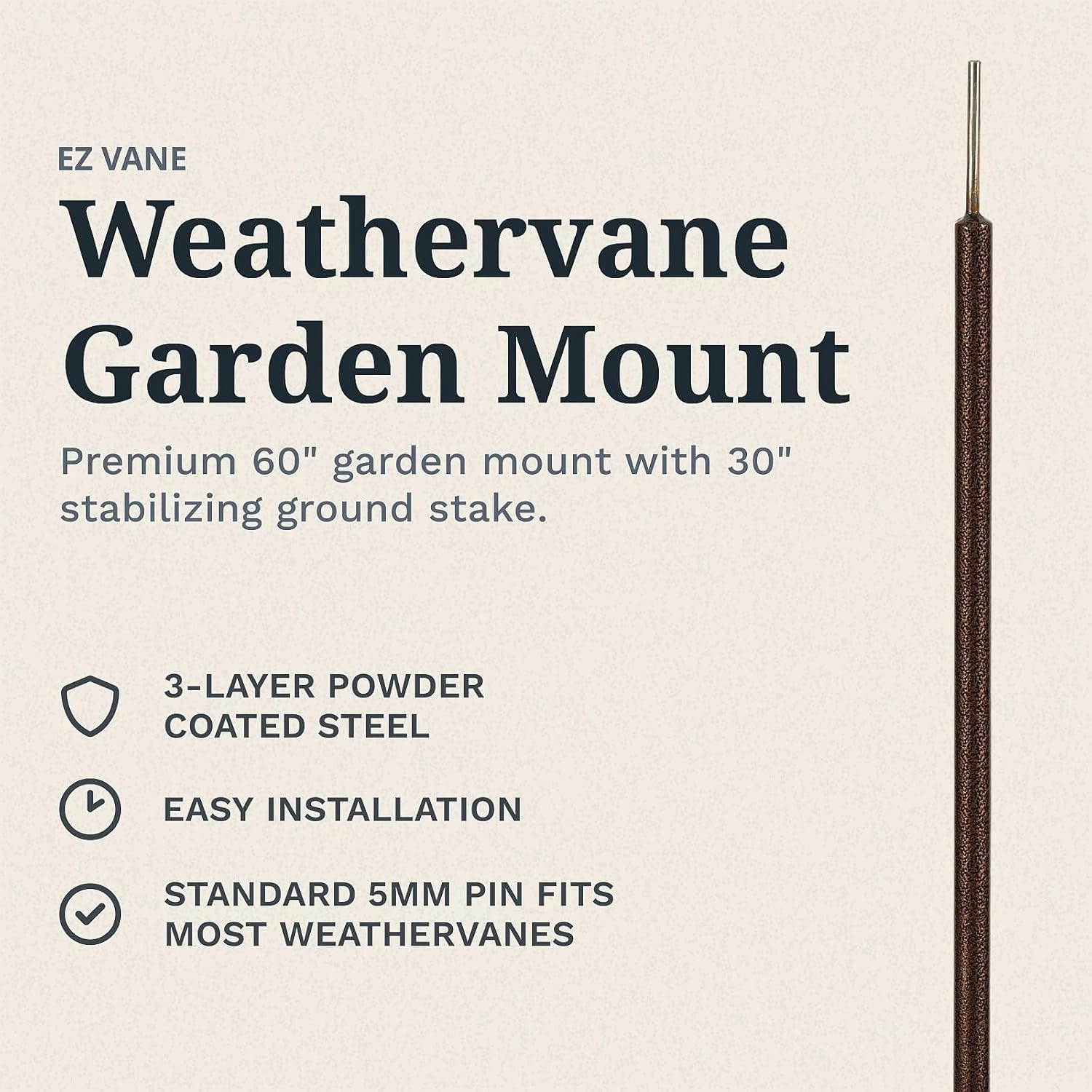 EZ Vane Cessna Airplane Weathervane — Garden Mount, Wind Cups, Antique Copper Finish, Steel with Durable Triple Powder Coating, Handcrafted in USA