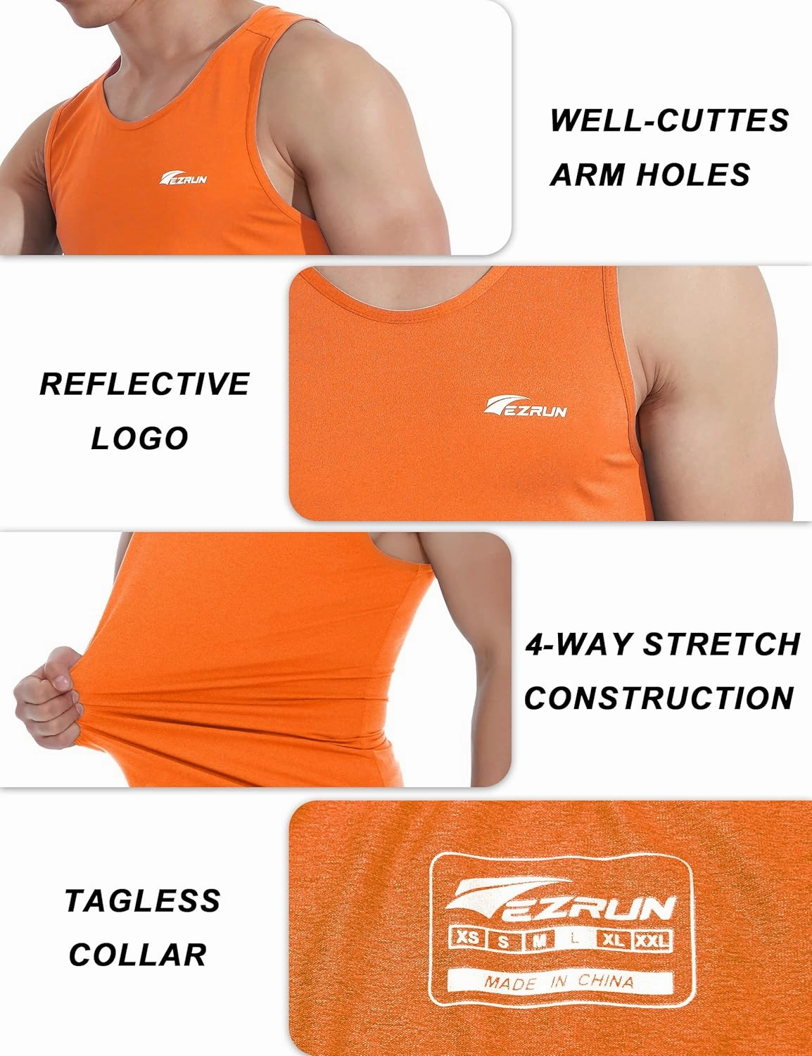 EZRUN Men's Quick Dry Sport Tank Top for Bodybuilding Gym Athletic Jogging Running,Fitness Training Workout Sleeveless Shirts