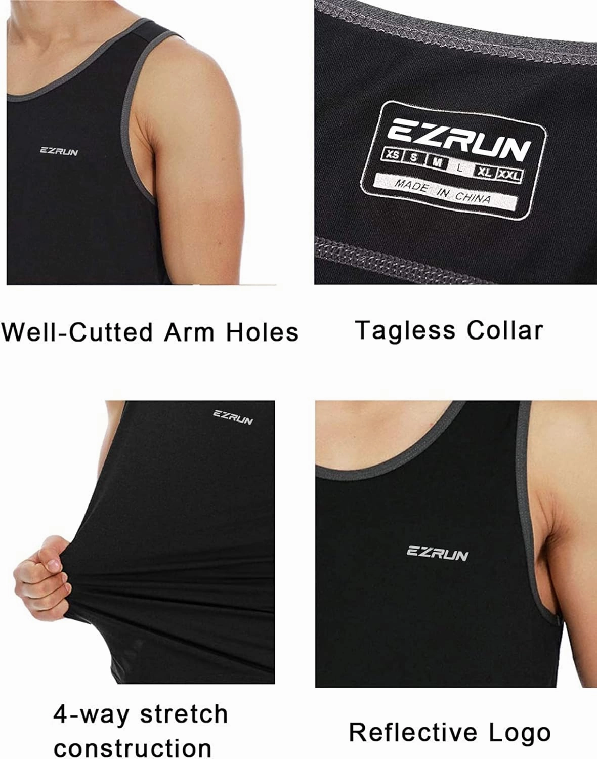 EZRUN Men's Quick Dry Sport Tank Top for Bodybuilding Gym Athletic Jogging Running,Fitness Training Workout Sleeveless Shirts