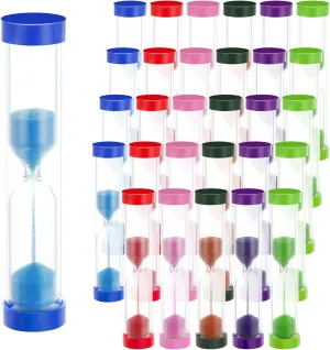 Fabbay 40 Pack 2 Minute Sand Timer for Kids Colorful Hourglasses Clock 2 Minute Small Plastic Sand Watch Mini Toothbrush Timer Kids Sandglass for Classroom Teeth Brushing