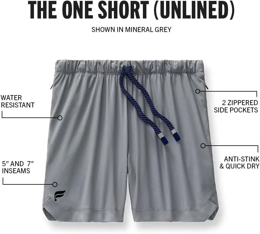 Fabletics Men's The One Short (Unlined), Training, Swimming, Lightweight, Quick-Dry, Zip Pocket, Stretch Woven