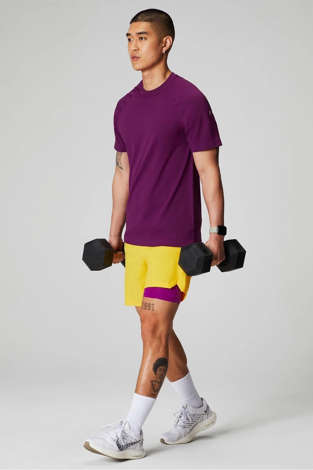 Fabletics Men's The One Short (Lined), Training, Swimming, Lightweight, Quick-Dry, Zip Pocket, Stretch Woven