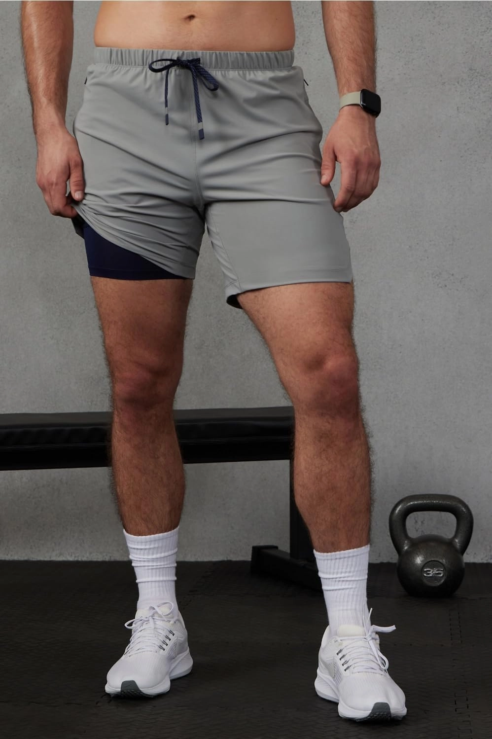 Fabletics Men's The One Short (Lined), Training, Swimming, Lightweight, Quick-Dry, Zip Pocket, Stretch Woven