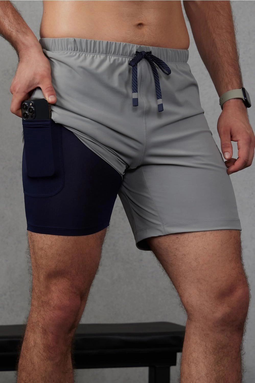 Fabletics Men's The One Short (Lined), Training, Swimming, Lightweight, Quick-Dry, Zip Pocket, Stretch Woven