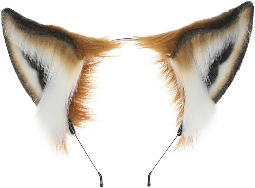 Faux Fur Wolf Fox Ears Headband Furry Animal Ears Hair Hoop Cosplay Headwear Halloween Christmas Party Headpiece