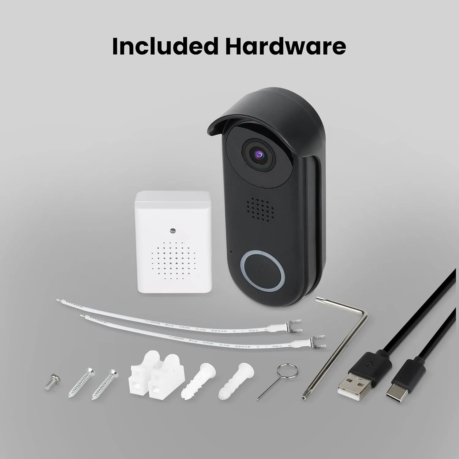 Feit Electric Doorbell Camera, 2.4 GHz WiFi, No Hub, Two-Way Audio, Motion Detection, Night Vision, 1080p HD, Micro SD Card Storage, Wireless Chime Included, Hardwired, CAM/Door/WiFi
