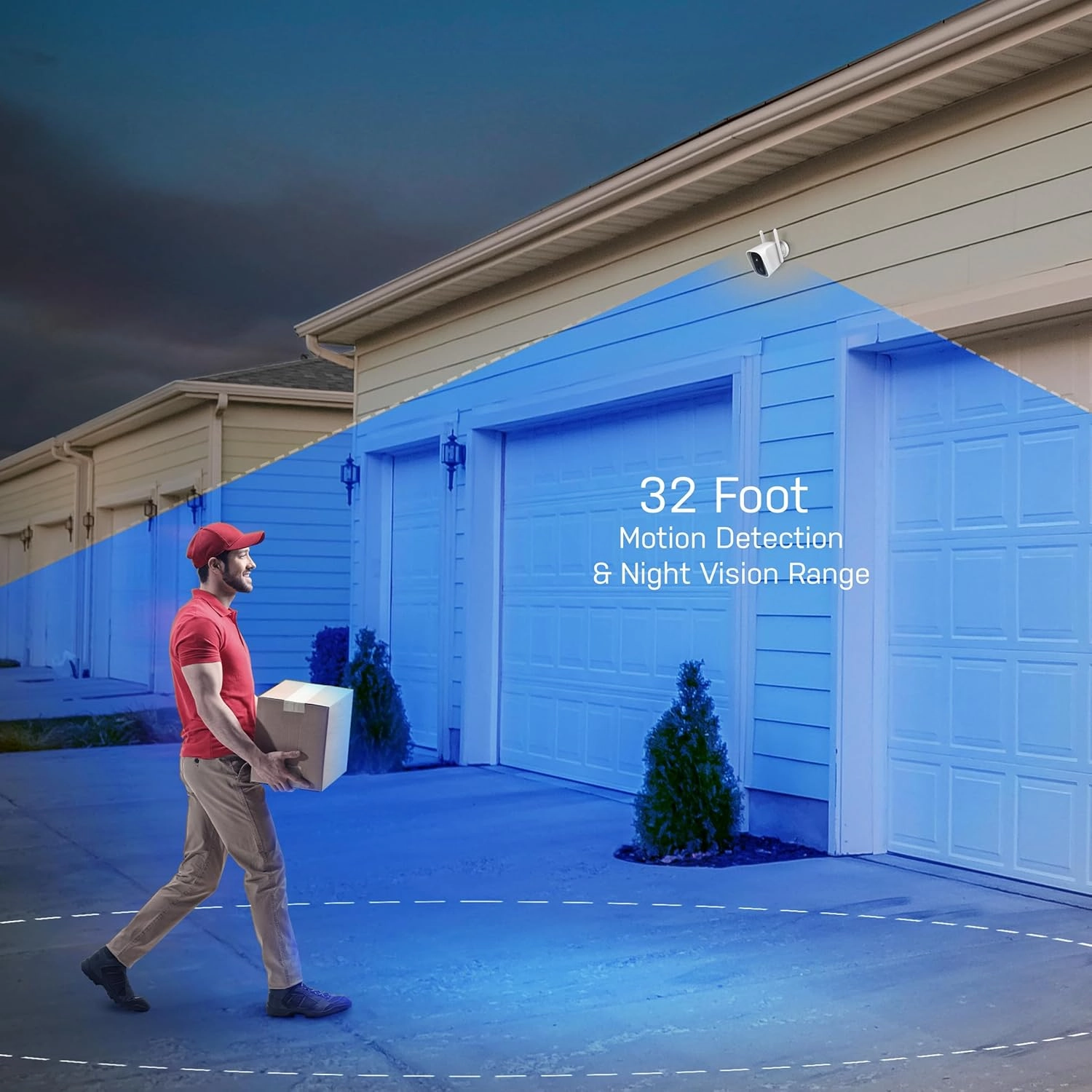 Feit Electric Smart Security Camera, 2.4GHz WiFi Smart Home Camera with Motion Detection, Night Vision, 2-Way Audio, 1080p HD Battery Powered, White, CAM/WM/WiFi/BAT