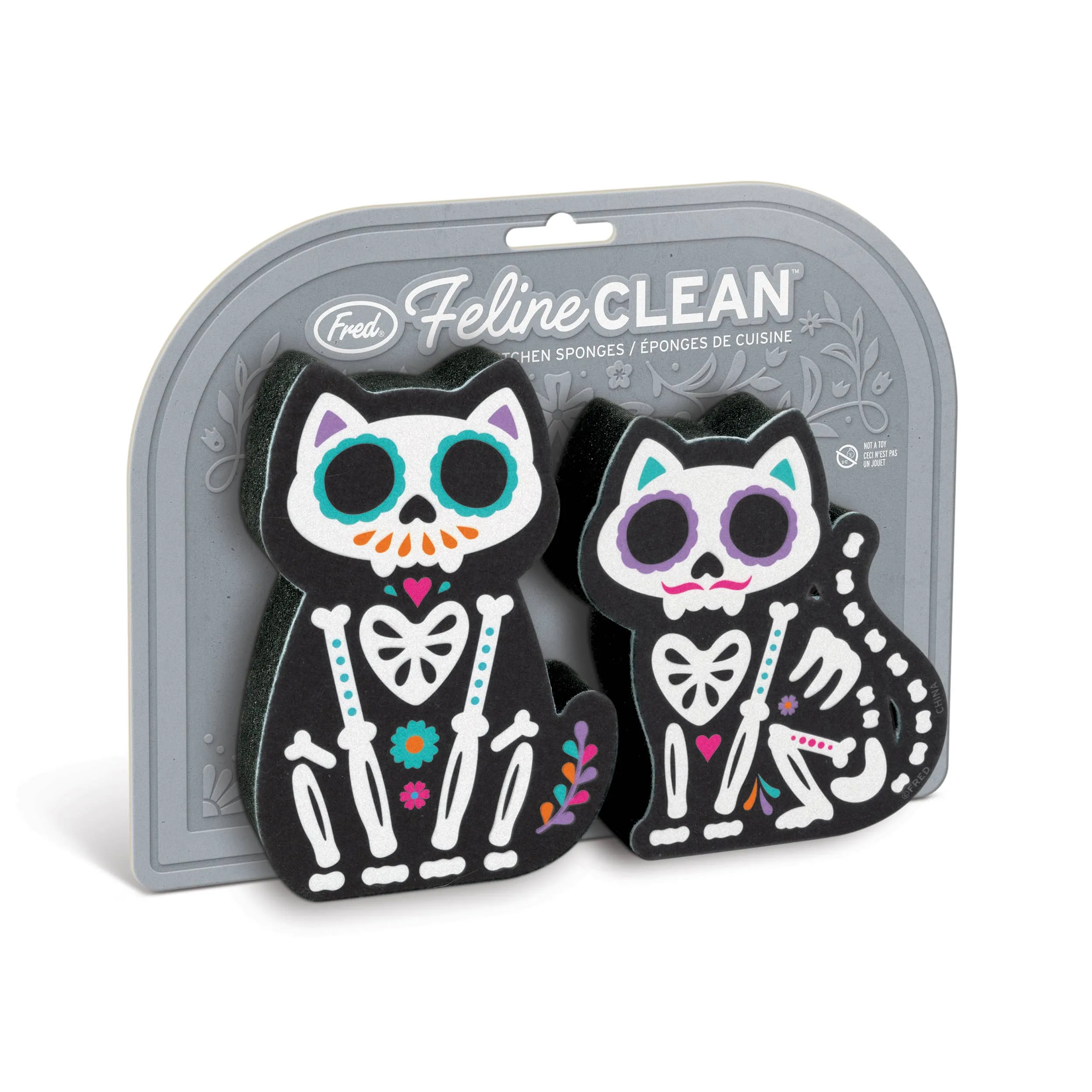 Feline Clean Day of the Dead Sponges, Set of 2