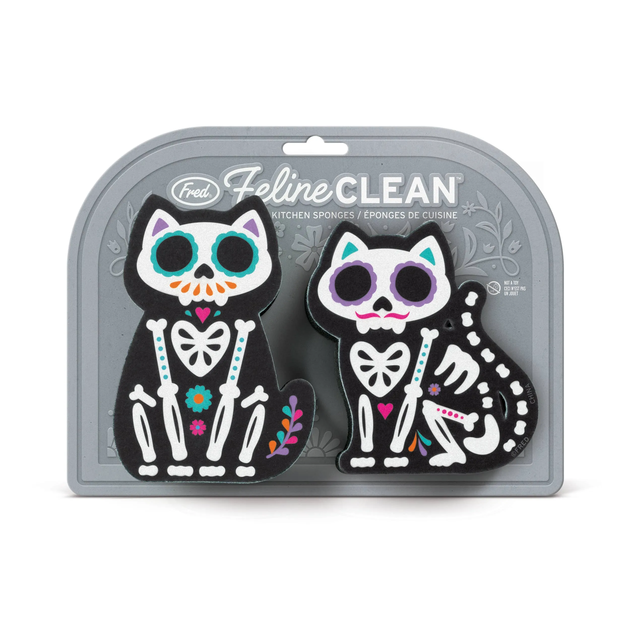 Feline Clean Day of the Dead Sponges, Set of 2