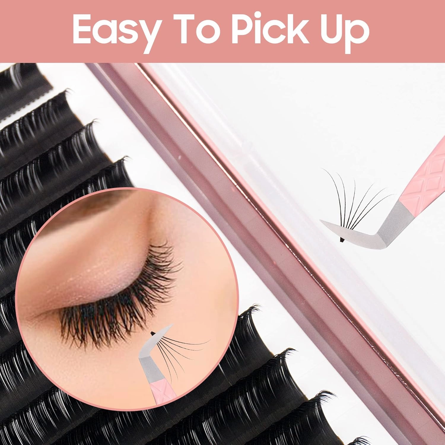 Fiber Tip Lash Tweezers for Eyelash Extensions, Professional Stainless Steel Lash Extension Tweezers for Volume Fan, Precision Supplies Work Best Tool（5Pcs Tweezer Set）