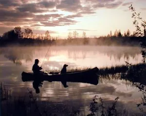 Fisherman and Dog in Fishing Boat at Sunset River Puzzle 500 Pieces Wooden Jigsaw Puzzles for Family Games Suitable for Teenagers and Adults Gift for Women Men 20.5x15 Inch