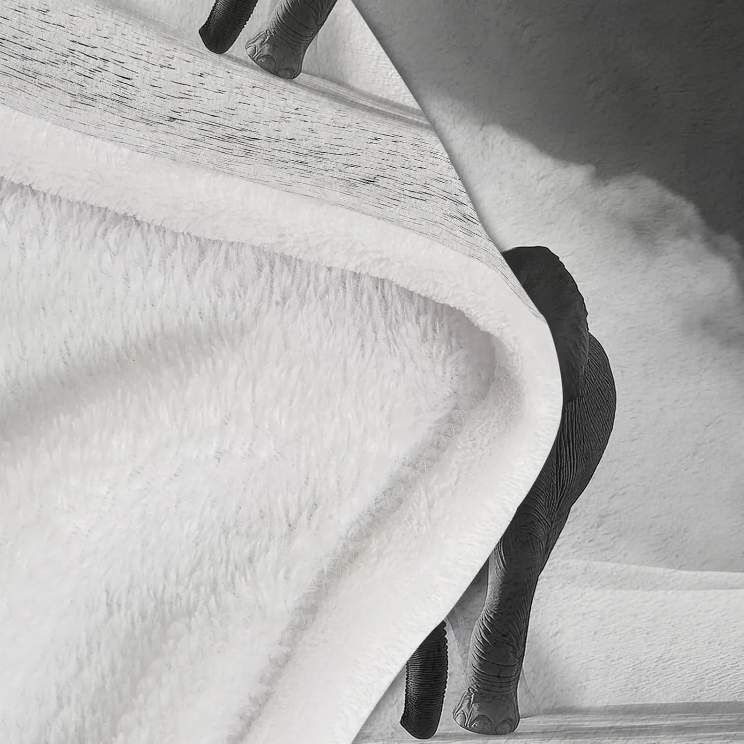 Flannel Grey Print Blanket 50" x 60", Lightweight Fluffy Plush Fuzzy Bed Blanket for Bedding Sofa and Travel, Mystic Desert Elephant Golden Sands Theme All Seasons Fleece Bed Blanket