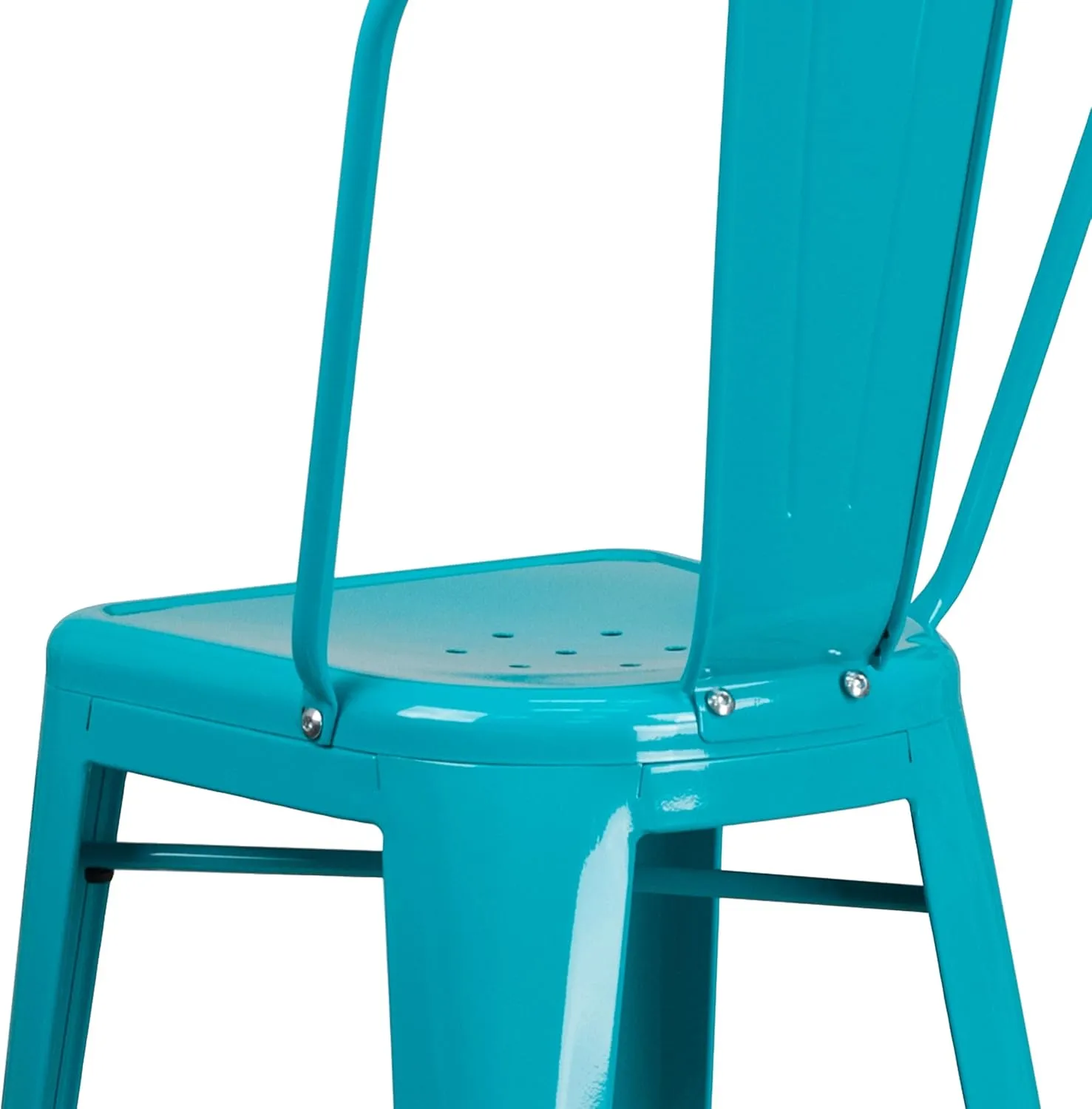 Flash Furniture Blake Commercial Grade 4 Pack 30" High Crystal Teal-Blue Metal Indoor-Outdoor Barstool with Back