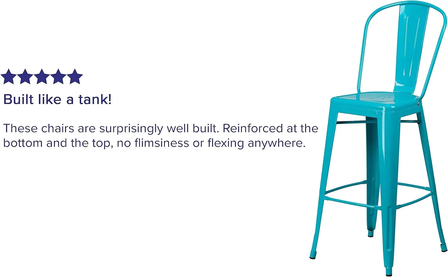 Flash Furniture Blake Commercial Grade 4 Pack 30" High Crystal Teal-Blue Metal Indoor-Outdoor Barstool with Back