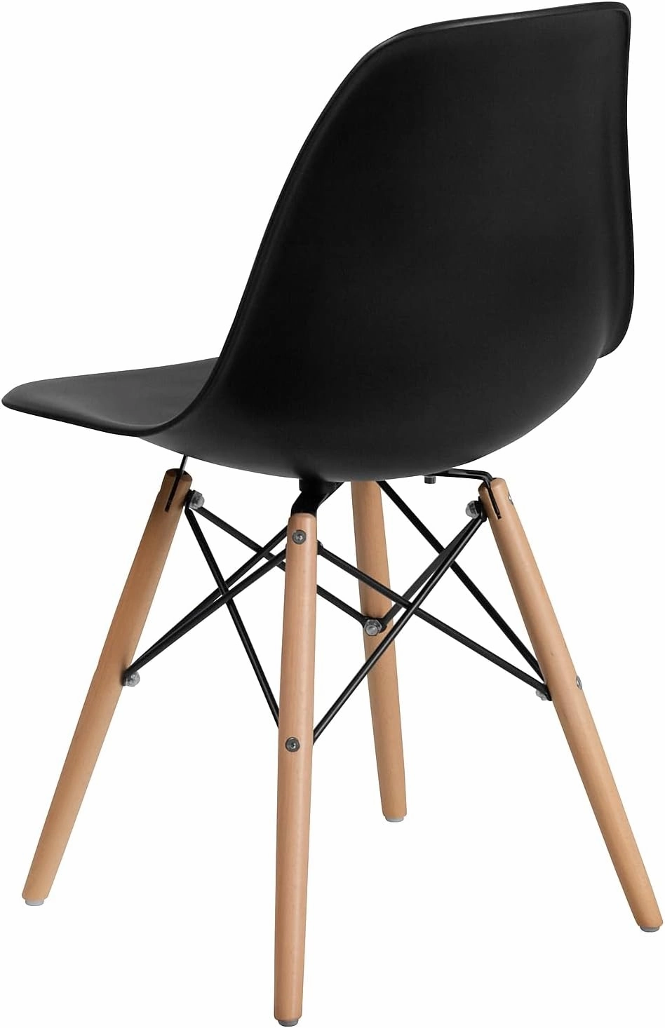 Flash Furniture 2 Pack Elon Series Black Plastic Chair with Wooden Legs for Versatile Kitchen, Dining Room, Living Room, Library or Desk Use