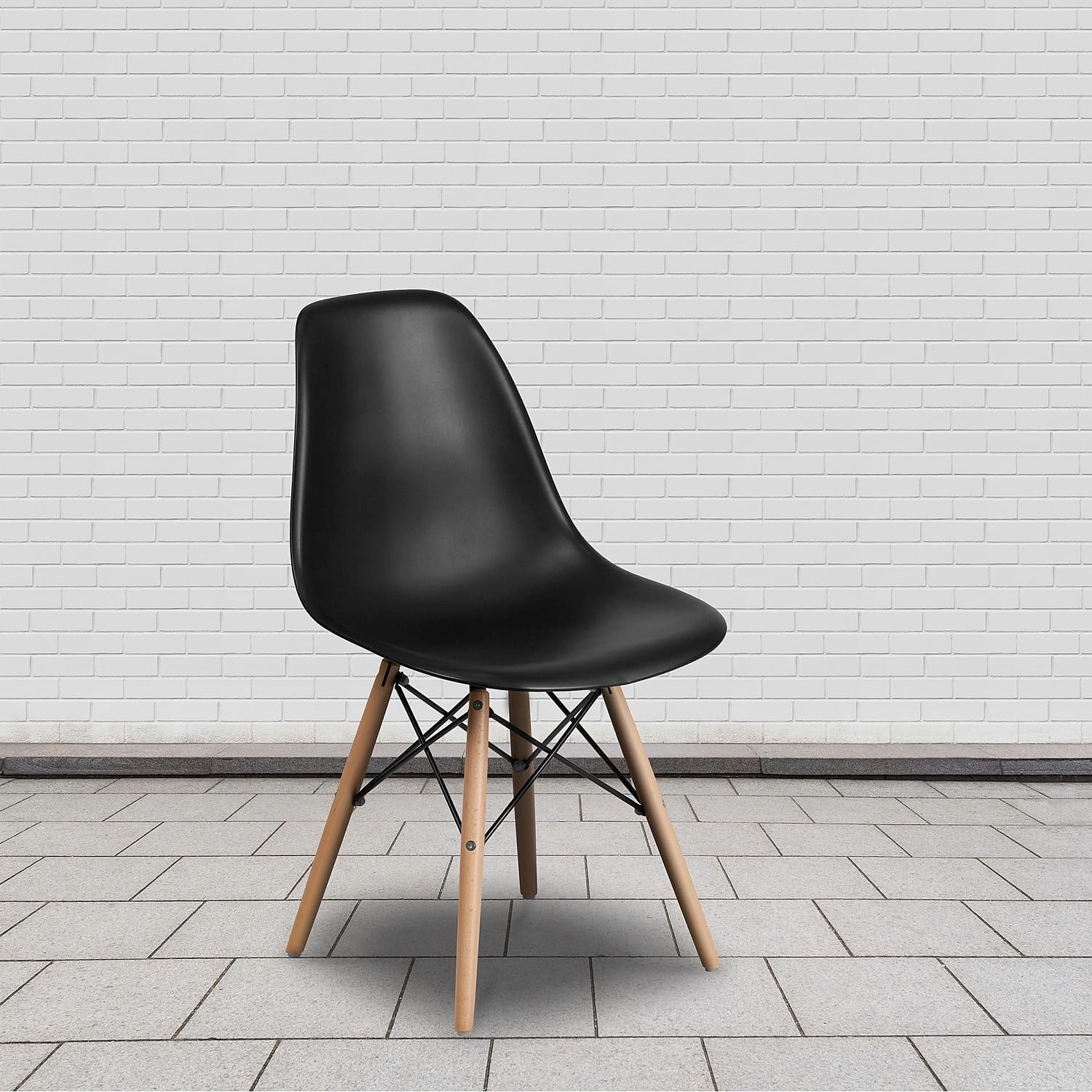 Flash Furniture 2 Pack Elon Series Black Plastic Chair with Wooden Legs for Versatile Kitchen, Dining Room, Living Room, Library or Desk Use