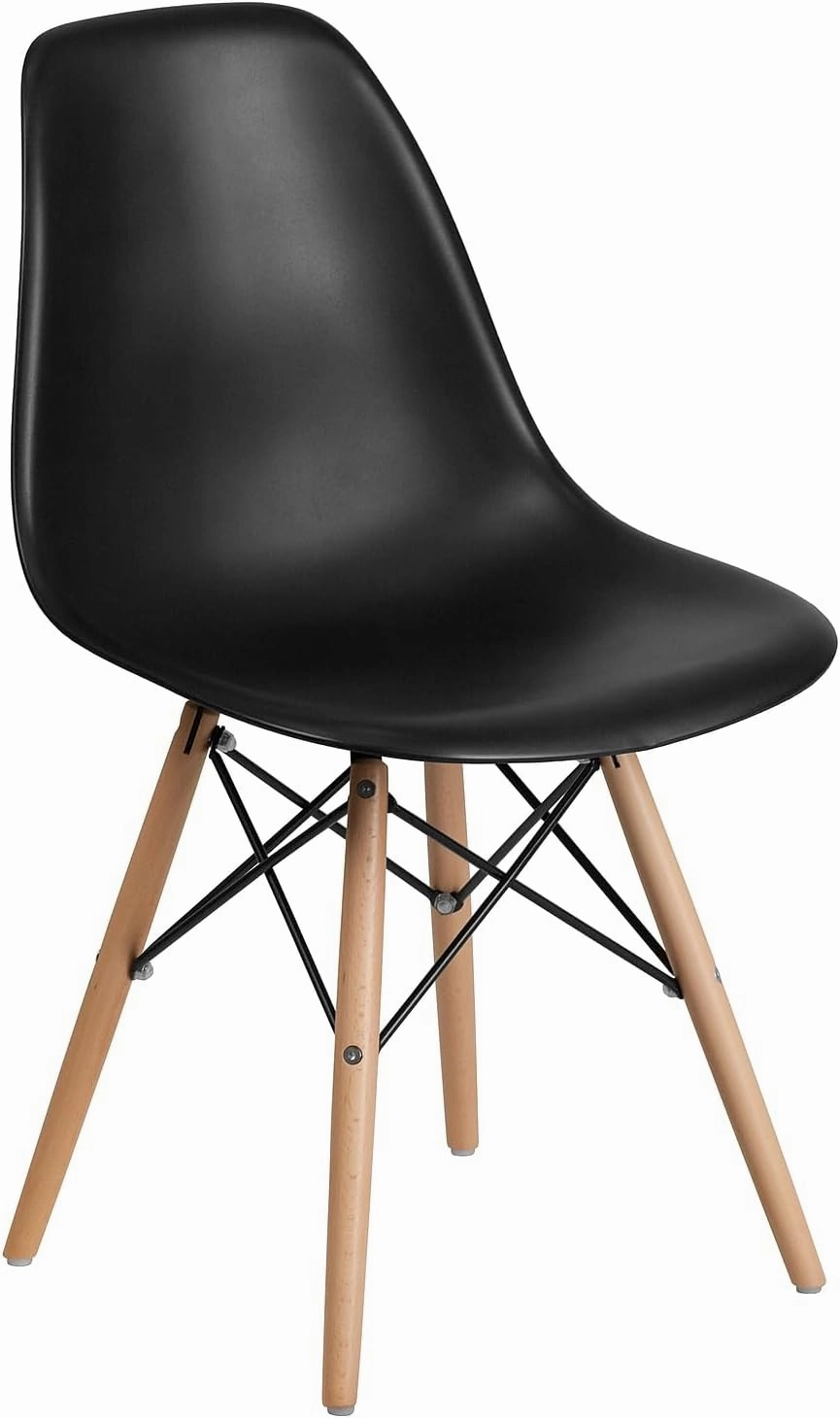 Flash Furniture 2 Pack Elon Series Black Plastic Chair with Wooden Legs for Versatile Kitchen, Dining Room, Living Room, Library or Desk Use