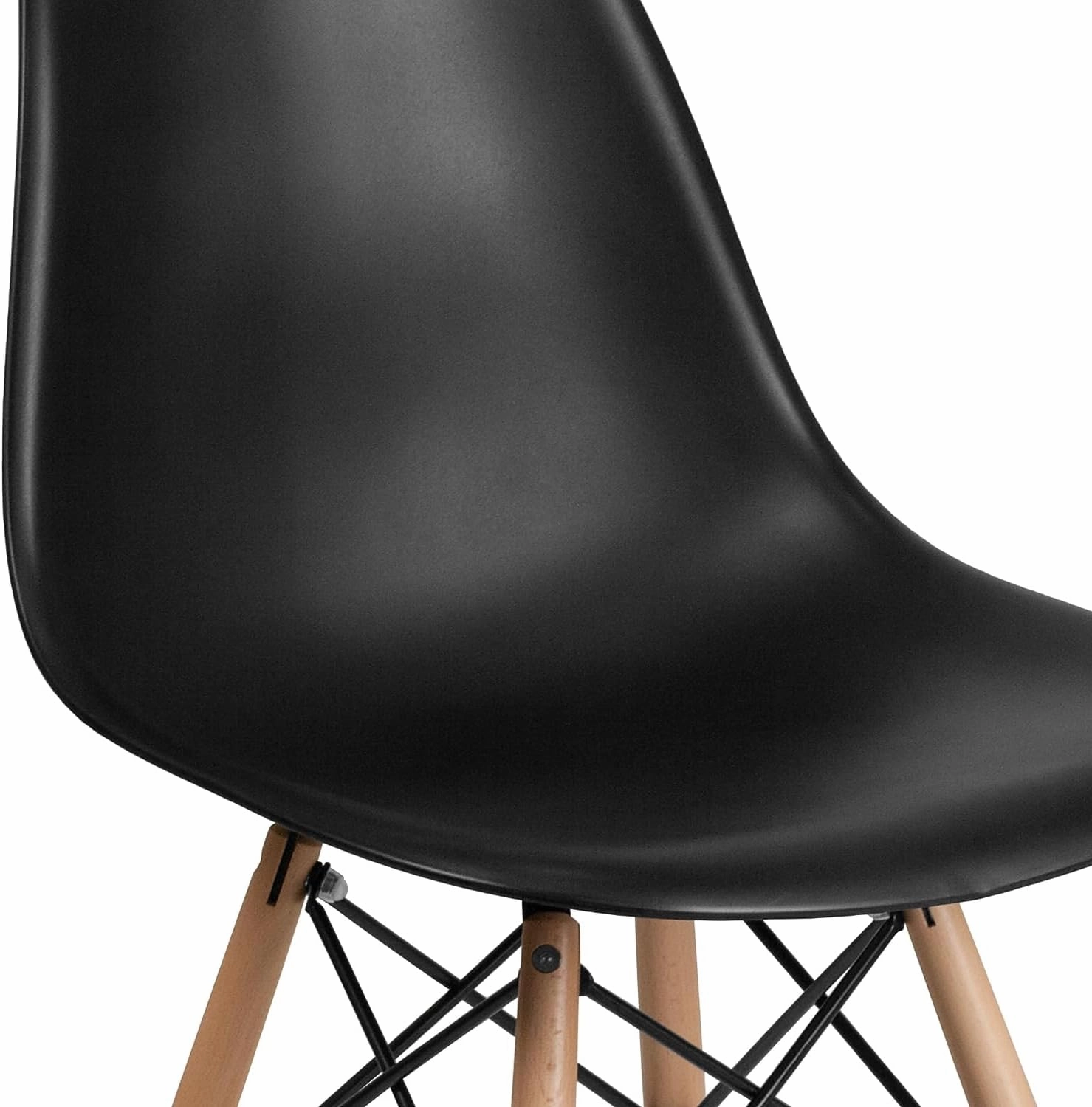 Flash Furniture 2 Pack Elon Series Black Plastic Chair with Wooden Legs for Versatile Kitchen, Dining Room, Living Room, Library or Desk Use