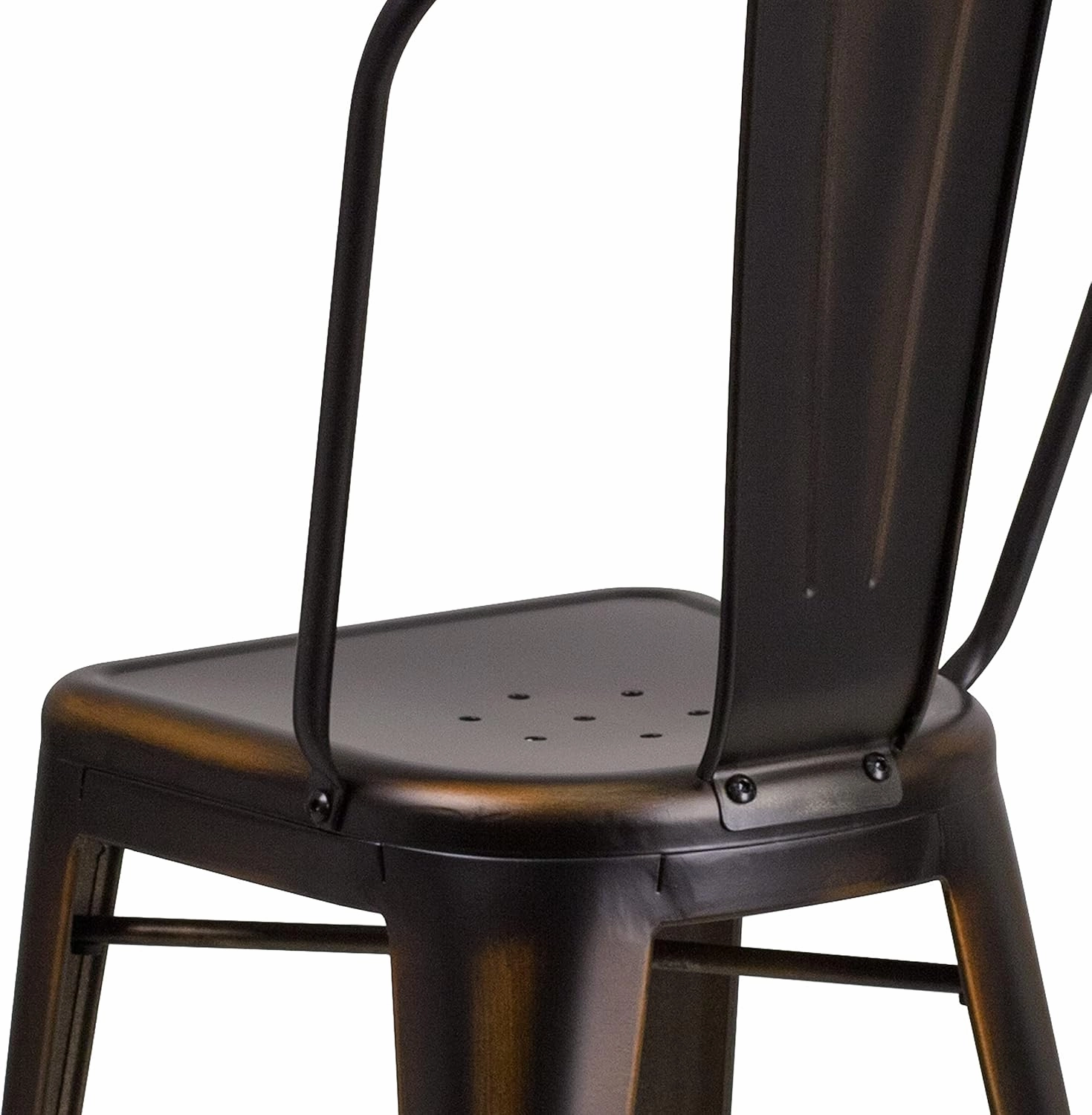 Flash Furniture Blake Commercial Grade 4 Pack 24" High Distressed Copper Metal Indoor-Outdoor Counter Height Stool with Back