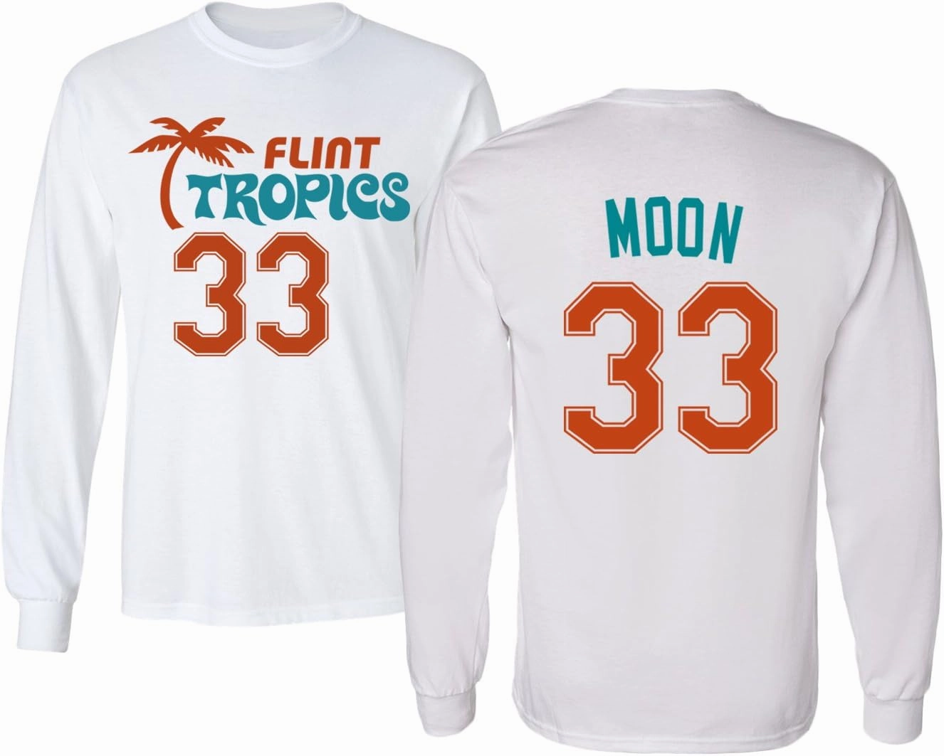 Flint Tropics Jackie Moon 33 Semi Pro Basketball Men's Long Sleeve T Shirt