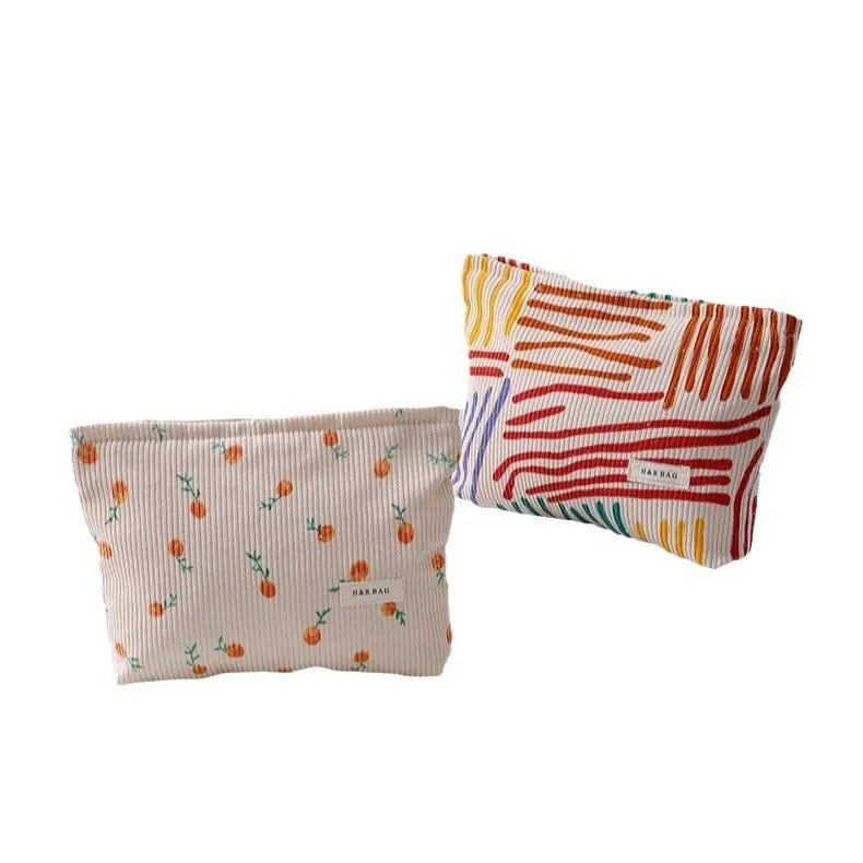 Floral Corduroy Portable Makeup Brush Storage Cosmetic Bags