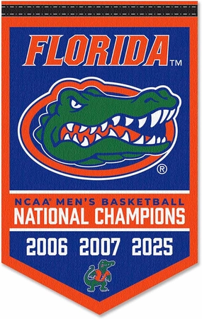 Florida Gators 3 Time College Basketball National Champions Banner