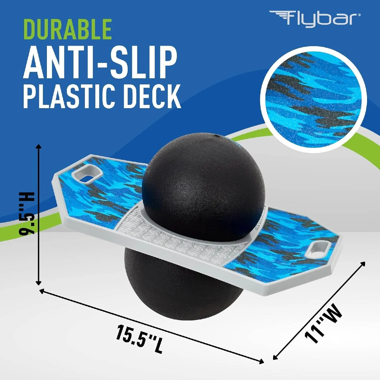 Flybar Pogo Trick Ball for Kids, Bounce Board for Boys and Girls Ages 6 , Up to 160 lbs, Includes Pump, Easy to Carry Handle, Durable Plastic Deck Indoor, Outdoor Toy Pogo Jumper,