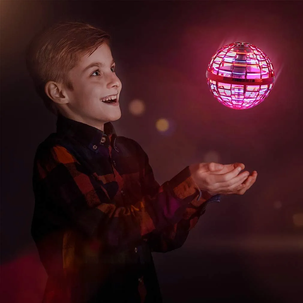 Flying Ball Toys Flying Ball: Upgraded Rechargeable Hand Controlled Spinner 360°Rotating Built-in LED Mini Orb Drone Flying Boomerang Balls Gifts Choice for Boys Kids Adults Indoor Outdoor (Red)