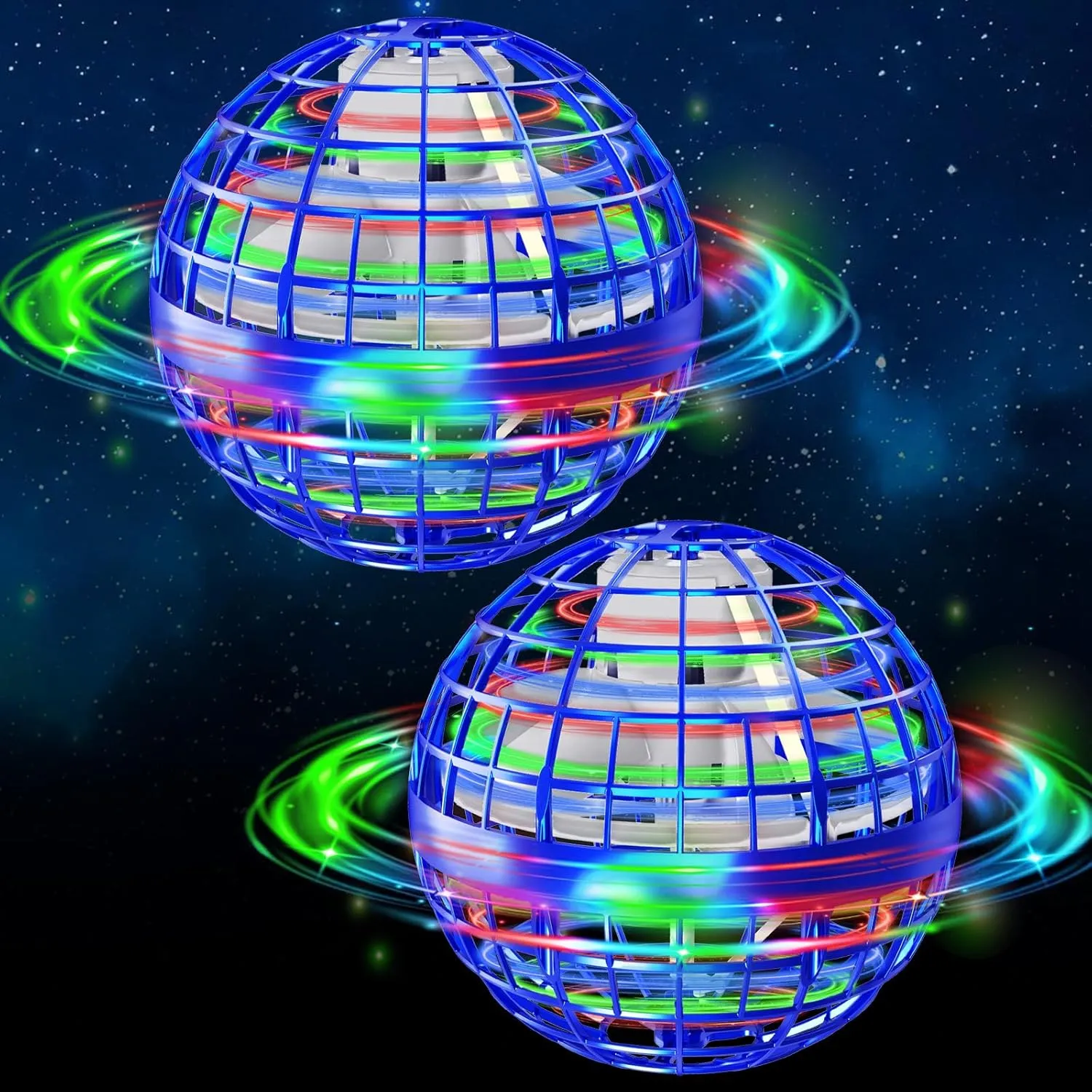 Flying Orb Ball Toy 2024, 2 Pack Galaxy Cosmic Globe UFO Boomerang Hover Ball Fidget Spinner Mini Drone for Kids Age 6-8-13, Cool Toys Gift for 6 7 8 9 10  Year Old Boys Girls Teens Outdoor Toys