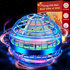 Flying Orb Ball Toy,Flying Ball Drone Hand Controlled,Galactic Fidget Spinner Ball Toys with LED Light,Cosmic Globe Boomerang Ball for Christmas Birthday Gifts(Blue)