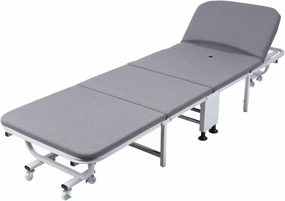 Foldable Bed with 4-Fold Space-Saving Design & Adult Reclining Feature, Guest Bed & Mobile Lounge Chair Bed, Adjustable Chaise Lounge Bed for Multiple Settings, Ideal for Office Breaks Grey