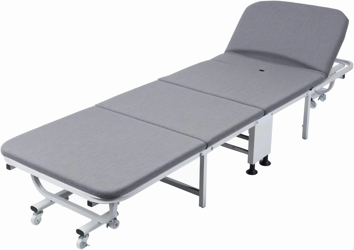 Foldable Bed with 4-Fold Space-Saving Design & Adult Reclining Feature, Guest Bed & Mobile Lounge Chair Bed, Adjustable Chaise Lounge Bed for Multiple Settings, Ideal for Office Breaks Grey