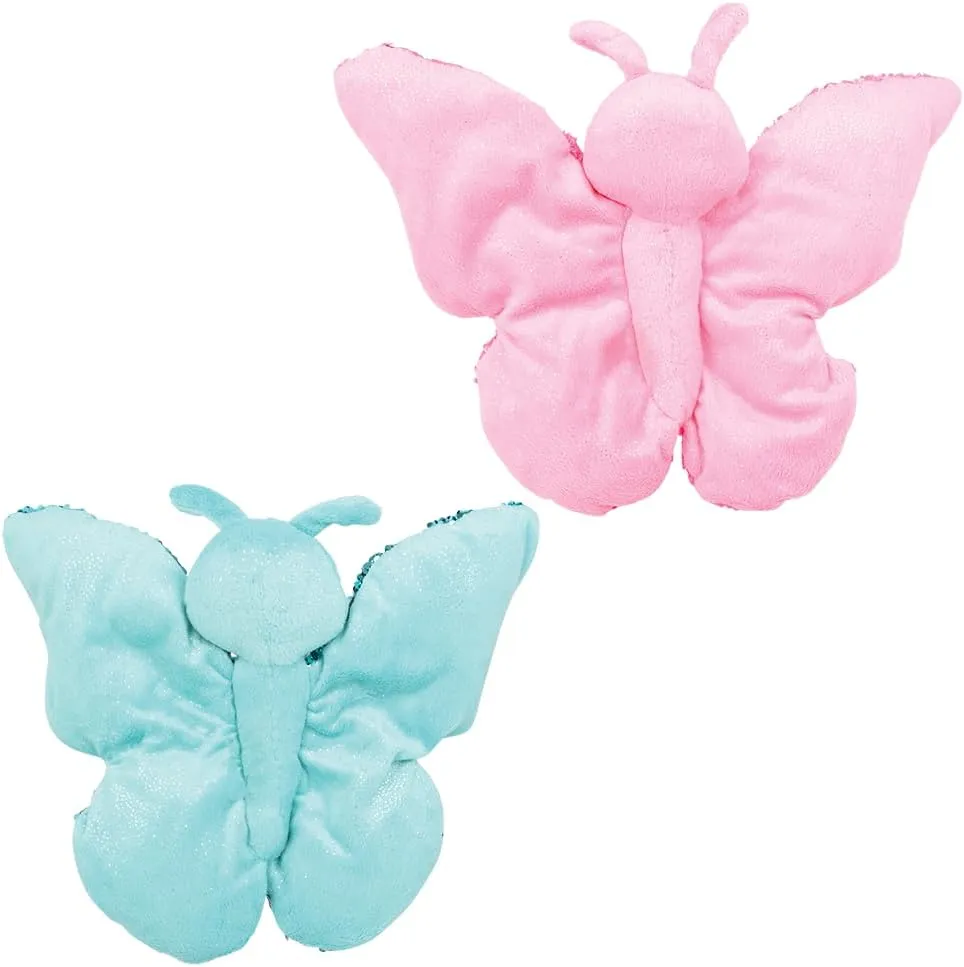 Forest & Twelfth Reversible Sequin Stuffed Butterfly Toy, Charming Flip Sequin Plush Toy to Ignite Imaginations and Entertain Kids, A Sensory Delight Ideal for Ages 3 and Up (Blue)