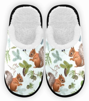 Forest Squirrel Winter Slippers Soft Non-Slip Indoor Women Men House Slippers Home Shoes