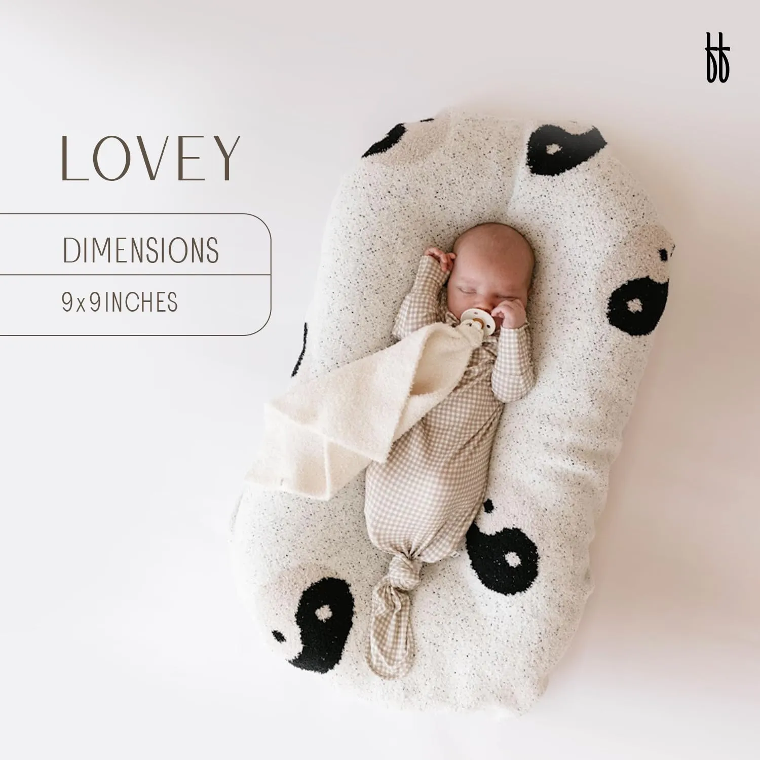 Forever French Baby | Lovey | Pacifier Holder | Lovey Gifts | Boy & Girl | Ideal for Age 0 Months & Up | Microfiber Feather Yarn | Pacifier Not Included (Wavy Checkerboard)