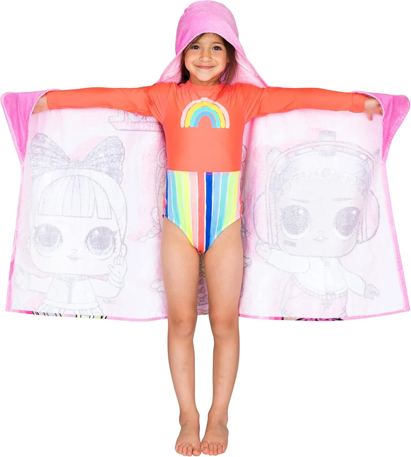 Franco Kids Bath and Beach Soft Cotton Terry Hooded Towel Wrap, 24 in x 50 in, LOL Surprise