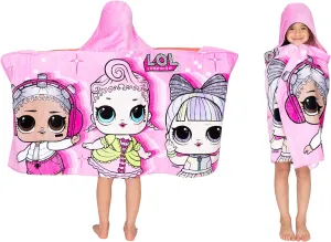 Franco Kids Bath and Beach Soft Cotton Terry Hooded Towel Wrap, 24 in x 50 in, LOL Surprise