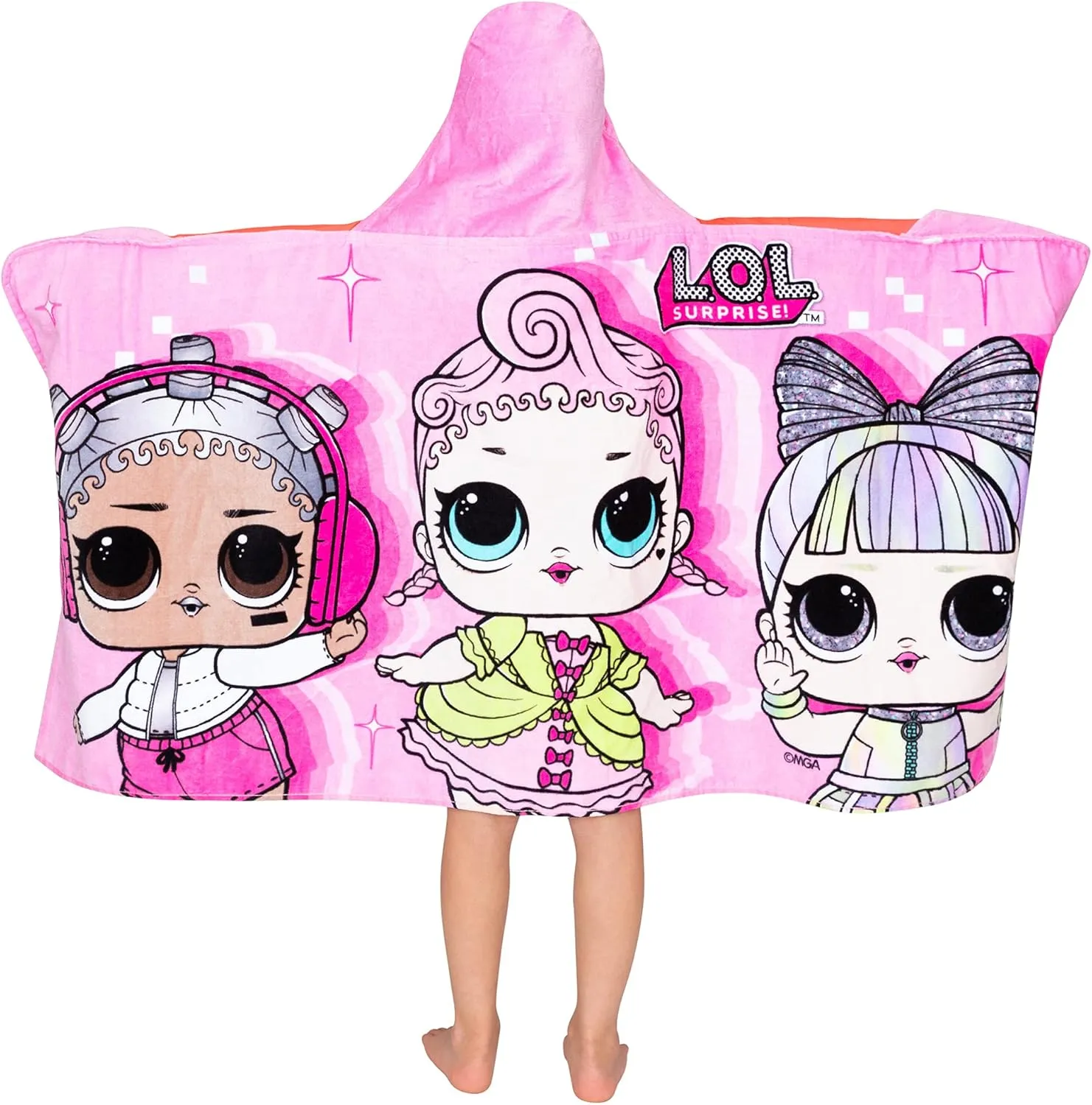 Franco Kids Bath and Beach Soft Cotton Terry Hooded Towel Wrap, 24 in x 50 in, LOL Surprise