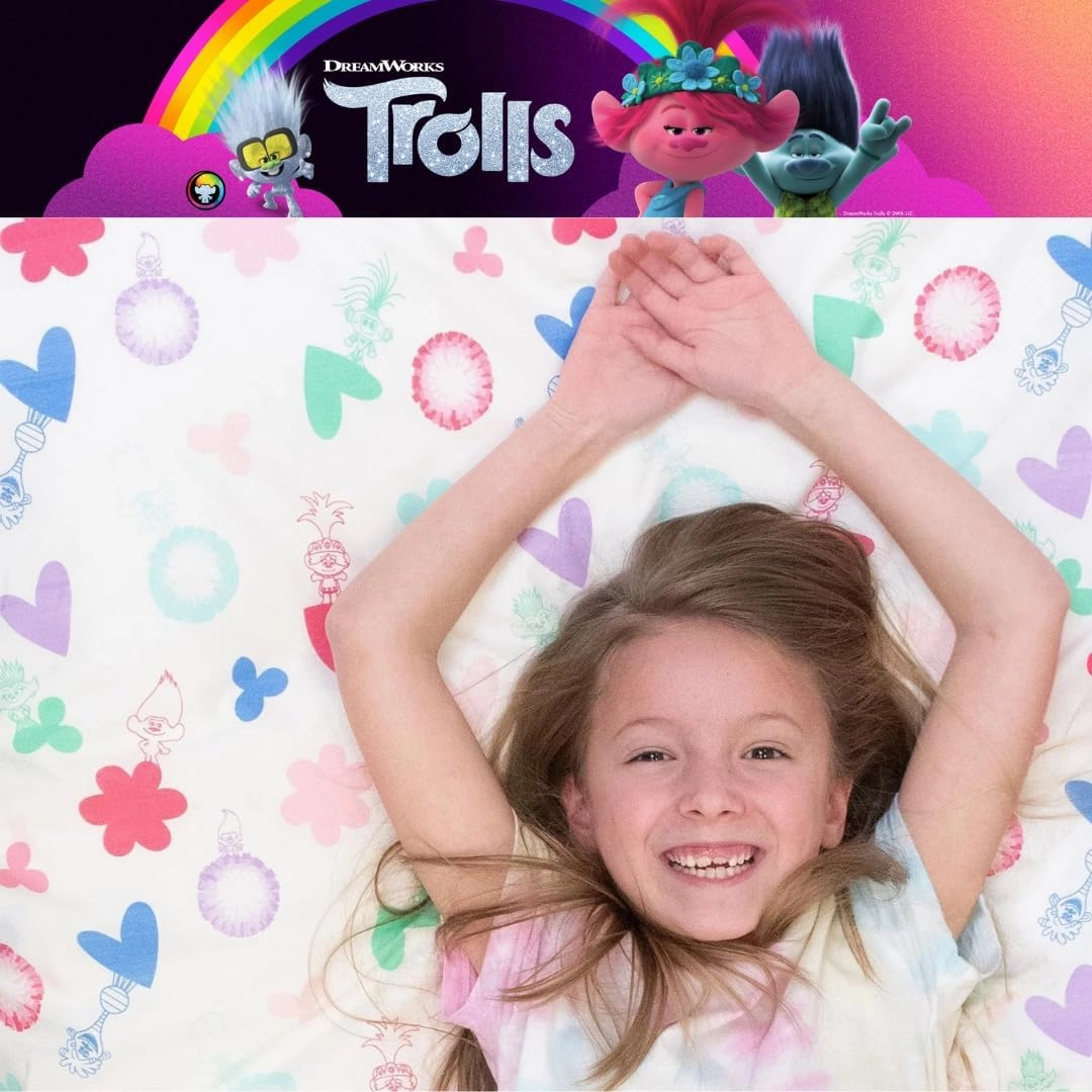 Franco DreamWorks Trolls Kids Luxury Bedding Super Soft Premium Cotton 3 Piece Sheet Set, Twin, (Officially Licensed Product)