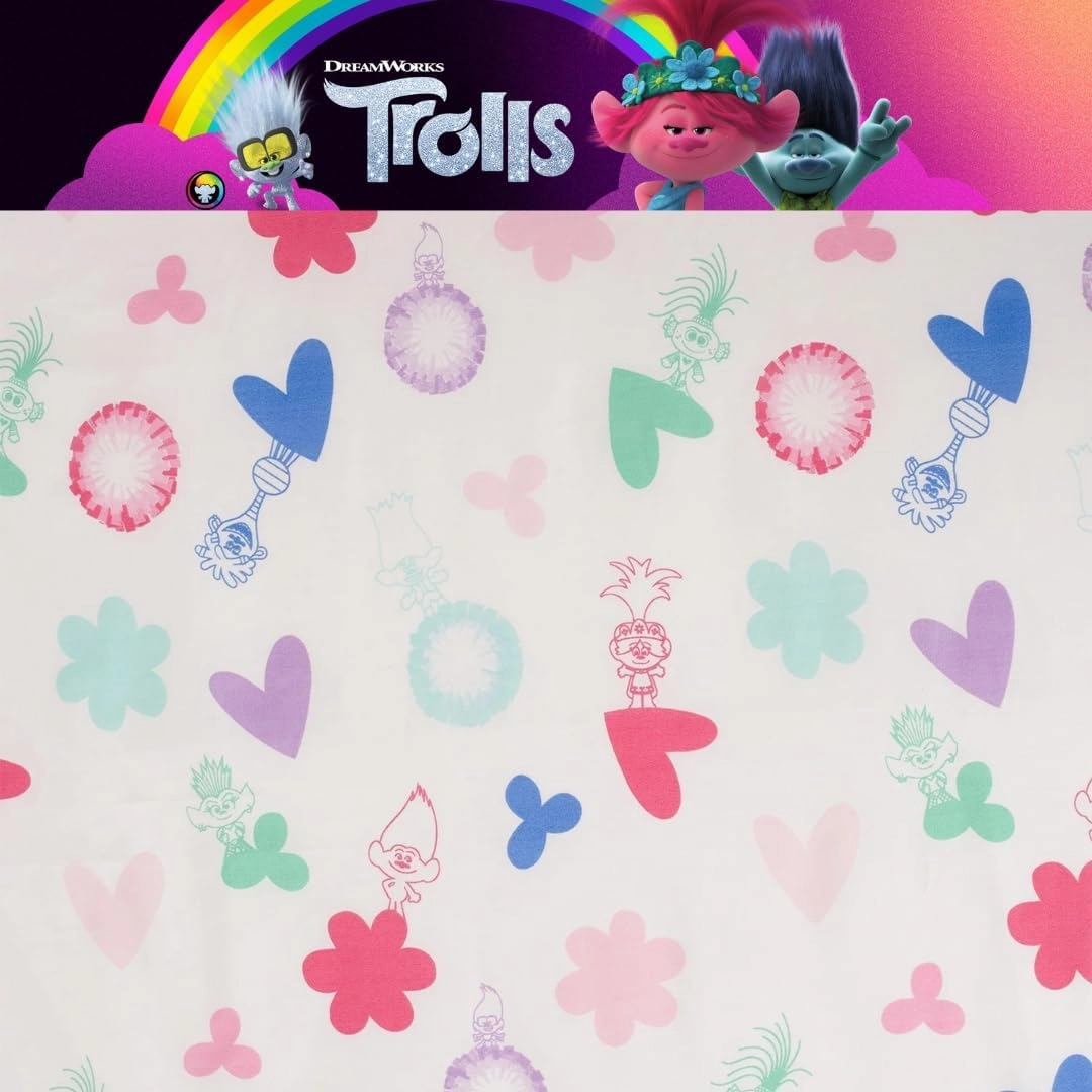 Franco DreamWorks Trolls Kids Luxury Bedding Super Soft Premium Cotton 3 Piece Sheet Set, Twin, (Officially Licensed Product)
