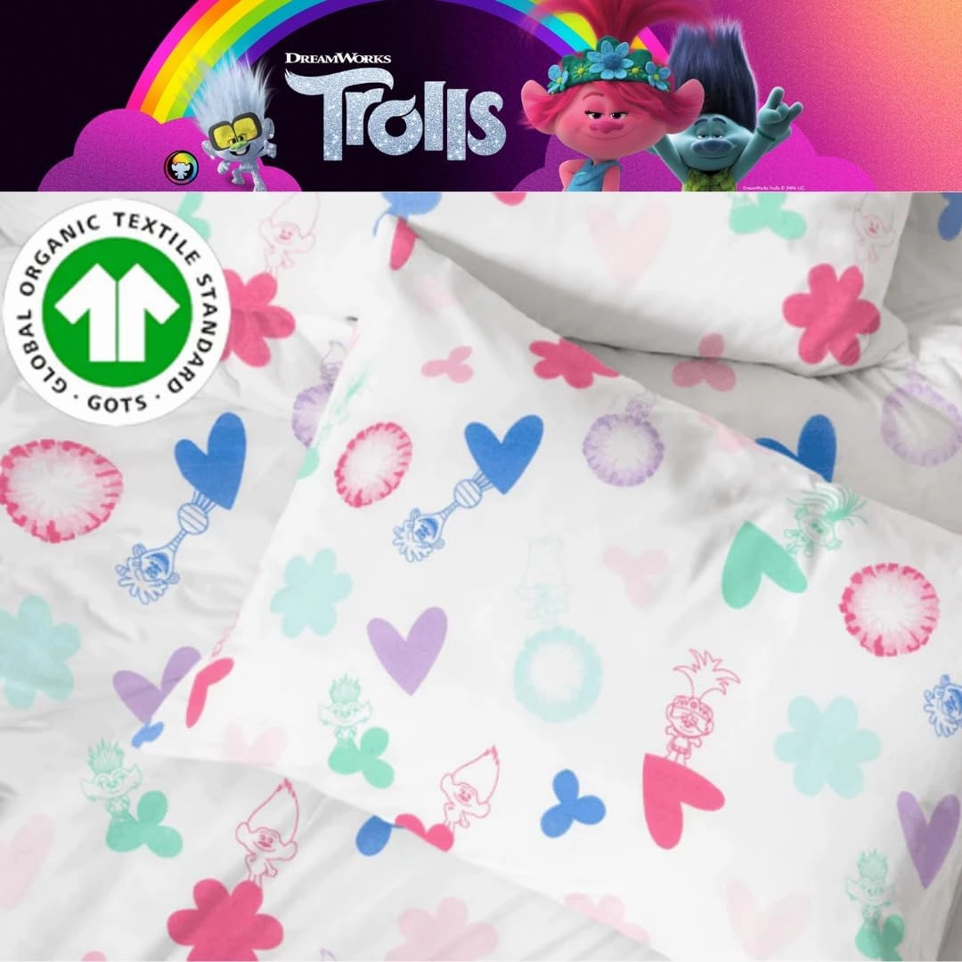 Franco DreamWorks Trolls Kids Luxury Bedding Super Soft Premium Cotton 3 Piece Sheet Set, Twin, (Officially Licensed Product)