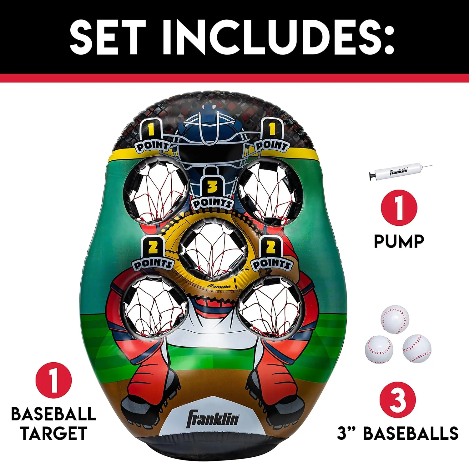 Franklin Sports Inflatable Target Toss Game - Kids Mini Throwing Game Set - Portable Indoor   Outdoor Toy Target