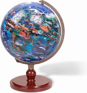 Full Cycle Our Planet 3D Puzzle Learning Toy - 240 Pieces - Incudes Display Stand - World Map Globe for Kids - Part of the Spartan & the Green Egg Little Adventure Travelers' Graphic Novels
