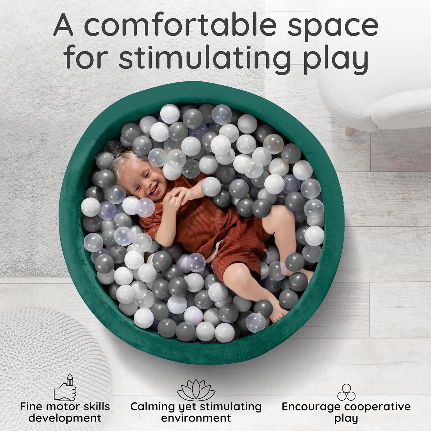 Fulton & Ivy Premium Baby and Toddler Ball Pit (35"x11.8") | Easy to Clean Memory Foam Ball Pit Made with Non-Toxic Materials | Durable Ball Pits for Toddlers 1-3 (Balls Not Included)