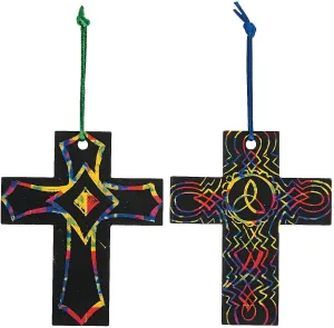 Fun Express Magic Color Scratch Cross ORN. (2Dz) - Crafts for Kids and Fun Home Activities - VBS Vacation Bible School Supplies/Decor