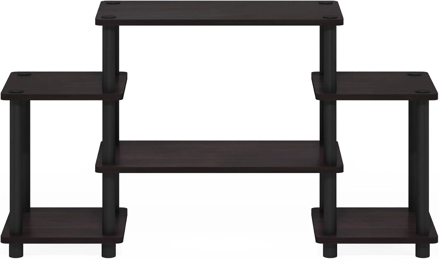 Furinno Turn-N-Tube No Tools Entertainment Center, Round, Square corner, Dark Walnut,11257DWN