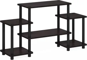 Furinno Turn-N-Tube No Tools Entertainment Center, Round, Square corner, Dark Walnut,11257DWN