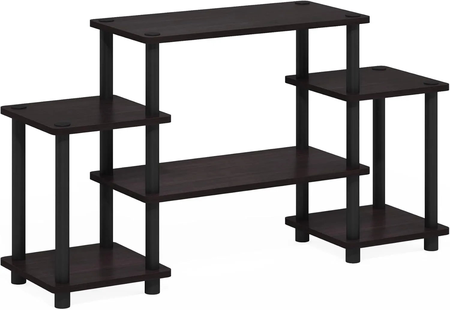 Furinno Turn-N-Tube No Tools Entertainment Center, Round, Square corner, Dark Walnut,11257DWN