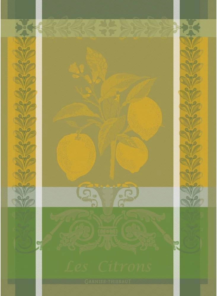 Garnier Thiebaut Citron Zeste (Lemon Zest) French Kitchen Towel 22"x30", Cotton, Jacquard
